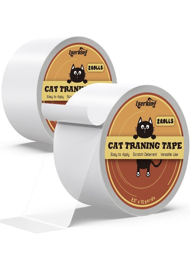 Lzerking Cat Scratch Tape 2 Rolls - Clear Double Sided Furniture Protector Tape - 2.5in15 Yards - Image 1